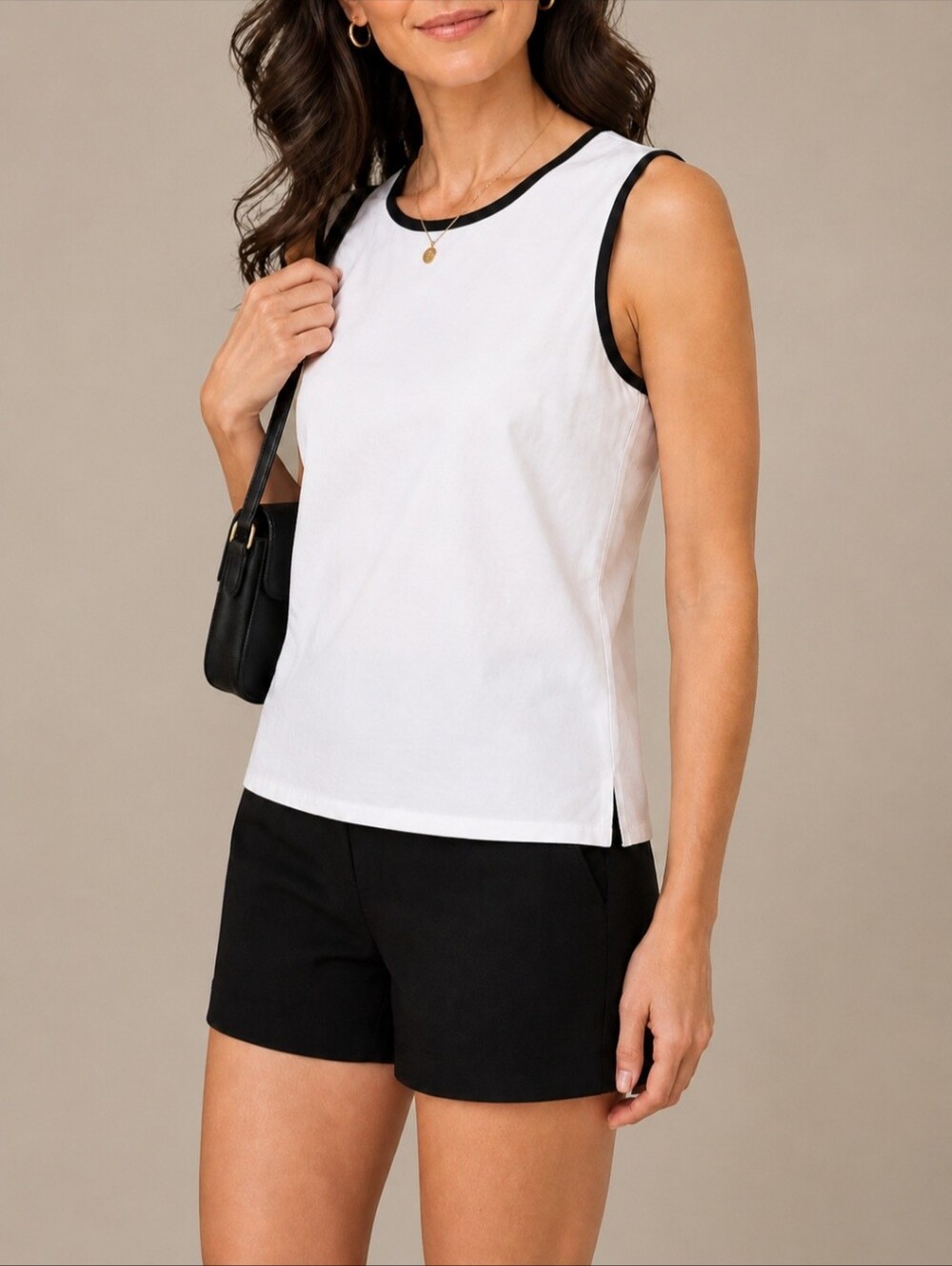 Talbots Vintage 90s White Tank With Black Trim
